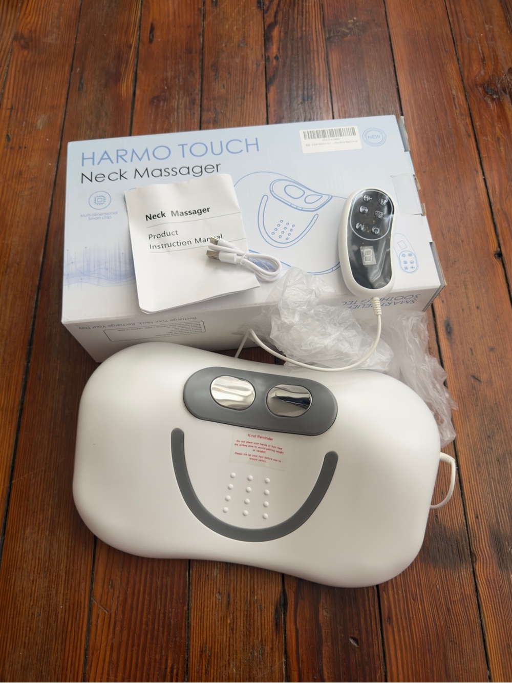 Harmo Touch Neck Massager electrode node hard pillow relaxer w heat. wireless